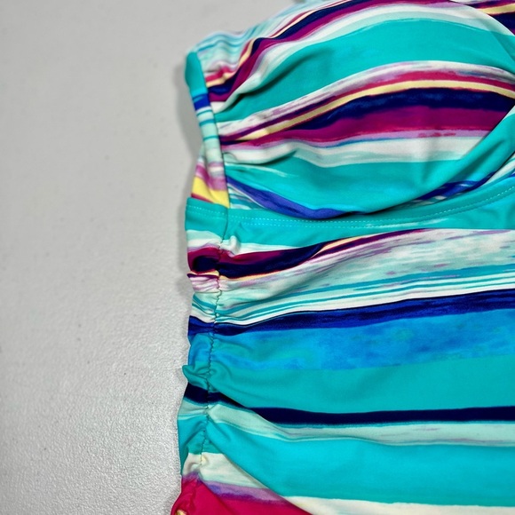 2 Bamboo Turquoise Blue Pink Striped Tankini Top size XL. - Picture 10 of 13